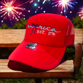 America Bows Trucker Cap - Premium Hat from Pat's Monograms - Just $16.95! Shop now at Pat's Monograms