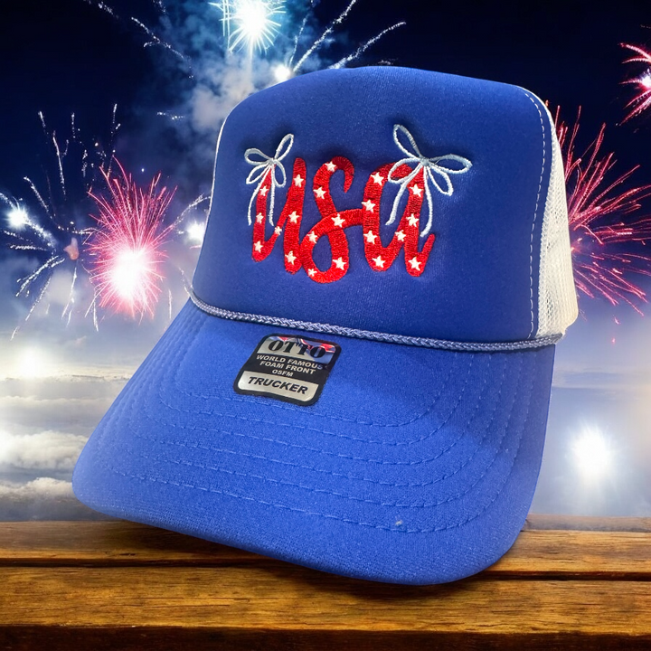USA Bows Trucker Cap - Premium Hat from Pat's Monograms - Just $16.95! Shop now at Pat's Monograms