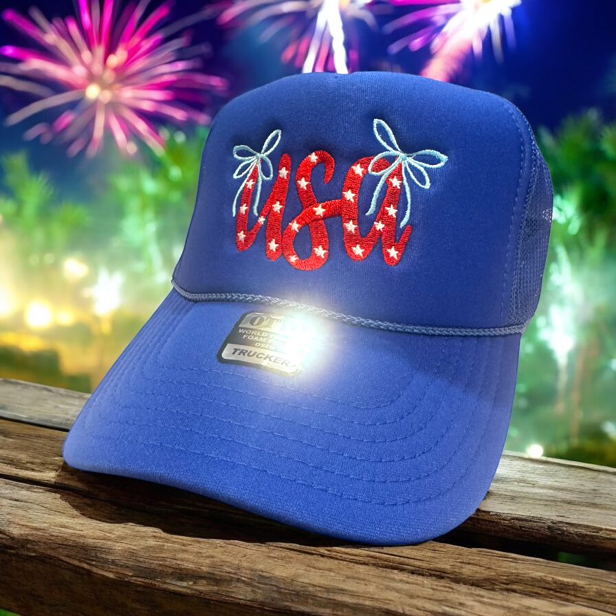 USA Bows Trucker Cap - Premium Hat from Pat's Monograms - Just $16.95! Shop now at Pat's Monograms