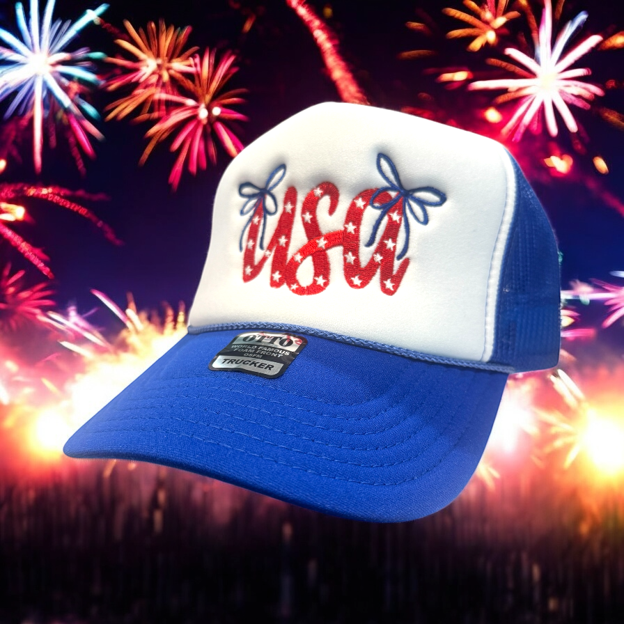 USA Bows Trucker Cap - Premium Hat from Pat's Monograms - Just $16.95! Shop now at Pat's Monograms
