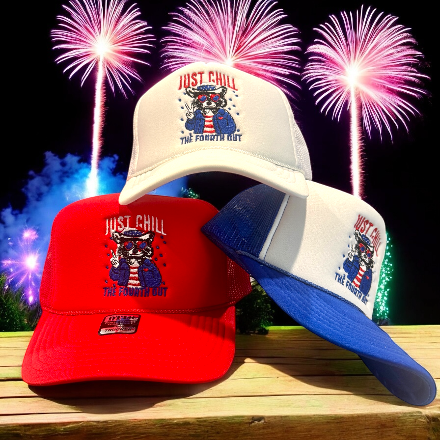 Patriotic Raccoon Trucker Cap - Premium Hat from Pat's Monograms - Just $16.95! Shop now at Pat's Monograms