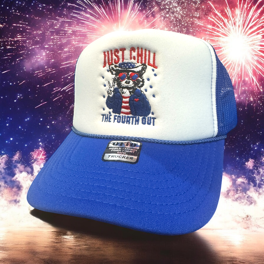 Patriotic Raccoon Trucker Cap - Premium Hat from Pat's Monograms - Just $16.95! Shop now at Pat's Monograms