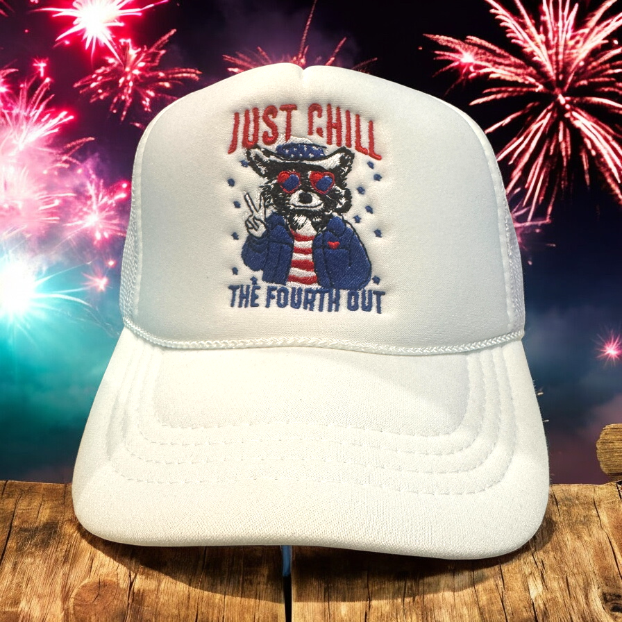 Patriotic Raccoon Trucker Cap - Premium Hat from Pat's Monograms - Just $16.95! Shop now at Pat's Monograms