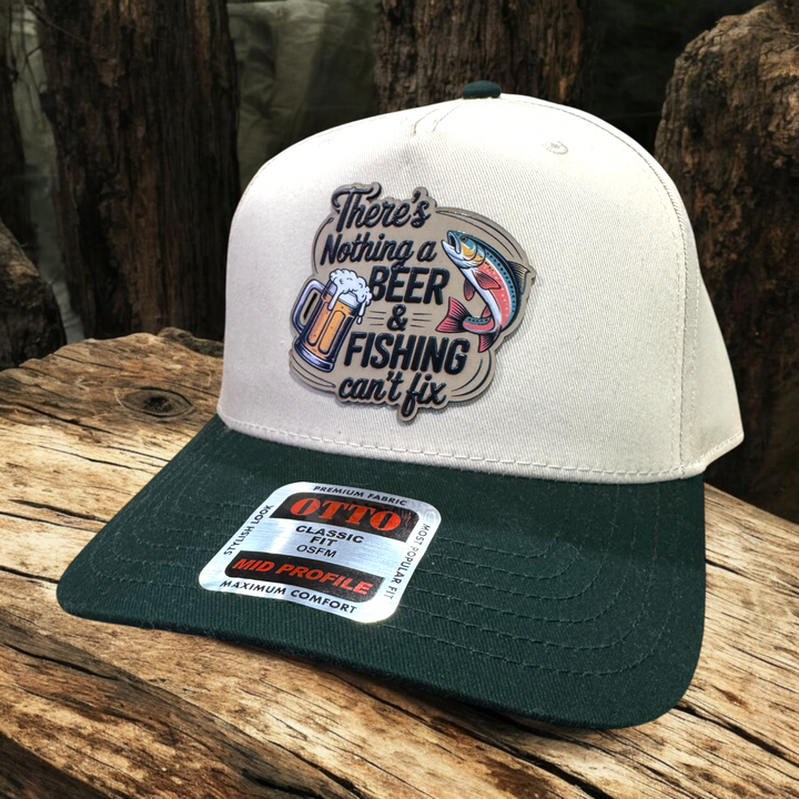 Beer and Fishing Patch Hat - Premium Hat from Pat's Monograms - Just $26.95! Shop now at Pat's Monograms