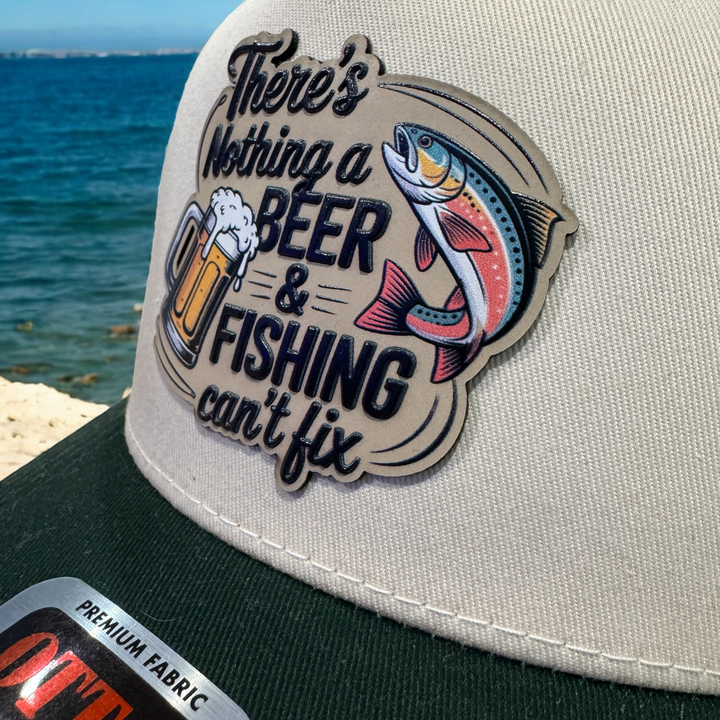 Beer and Fishing Patch Hat - Premium Hat from Pat's Monograms - Just $26.95! Shop now at Pat's Monograms
