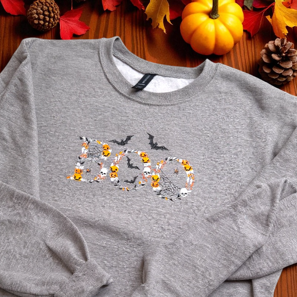 Embroidered Boo Shirts - Just in Time for Spooky Season - Premium Sweatshirt from Pat's Monograms - Just $22.95! Shop now at Pat's Monograms