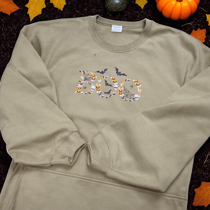 Embroidered Boo Shirts - Just in Time for Spooky Season - Premium Sweatshirt from Pat's Monograms - Just $22.95! Shop now at Pat's Monograms