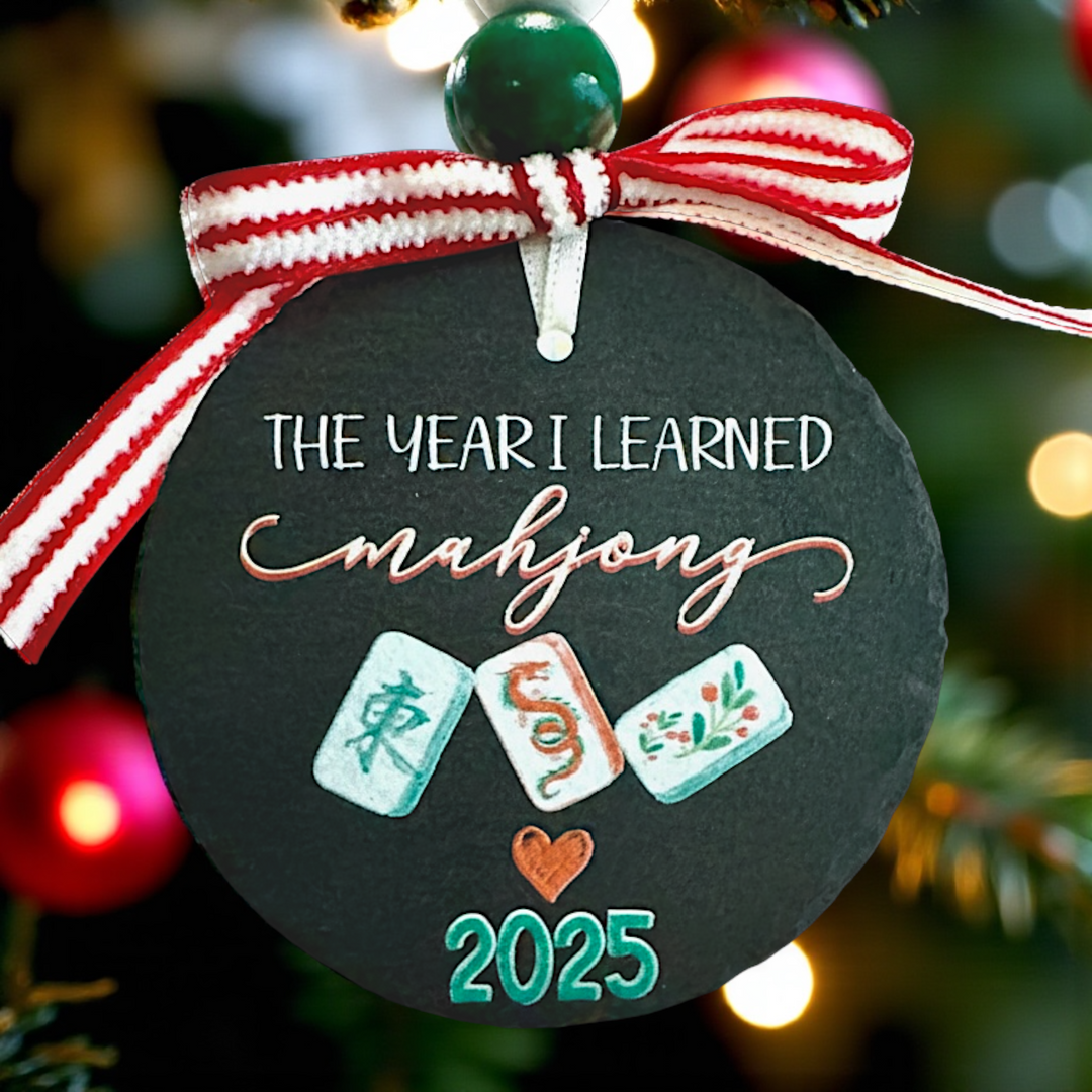 The Year I Learned Mahjong Christmas Ornament - Premium Christmas Ornament from Pat's Monograms - Just $12.95! Shop now at Pat's Monograms