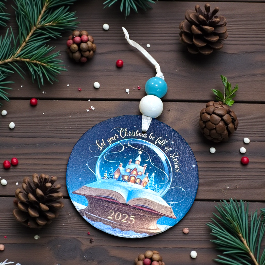 Let Your Christmas Be Full of Stories - Slate UV Printed Ornament - Premium Christmas Ornament from Pat's Monograms - Just $12.95! Shop now at Pat's Monograms
