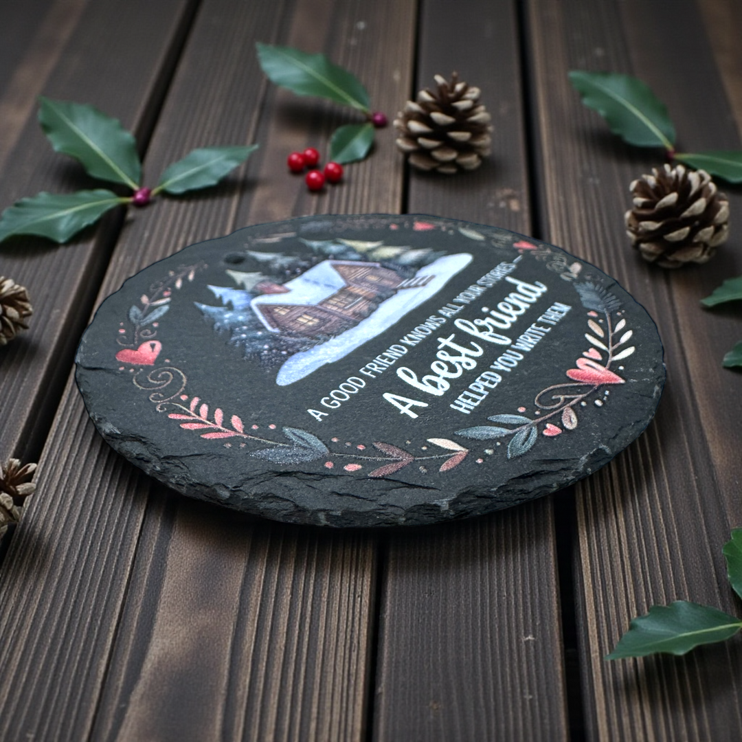A Best Friend Slate Christmas ornament - Premium Christmas Ornament from Pat's Monograms - Just $12.95! Shop now at Pat's Monograms