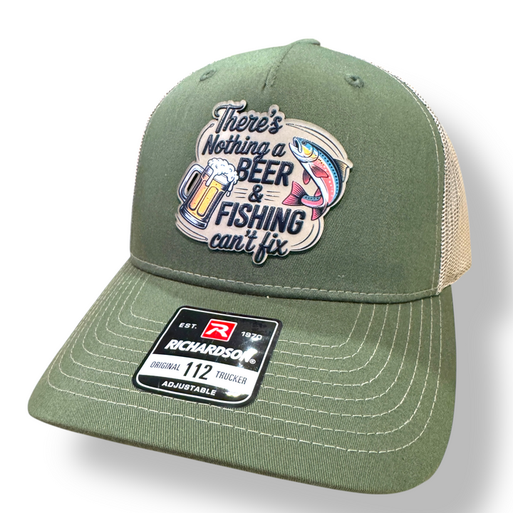 Beer and Fishing Patch Hat - Premium Hat from Pat's Monograms - Just $29.95! Shop now at Pat's Monograms