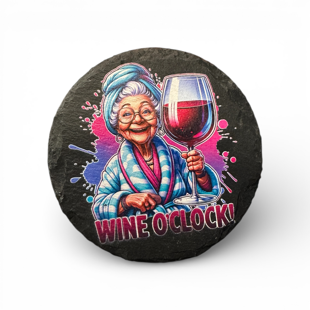 Wine O'Clock Slate Coaster - Premium barware from Pat's Monograms - Just $6.50! Shop now at Pat's Monograms