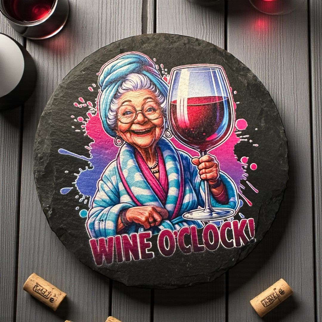 Wine O'Clock Slate Coaster - Premium barware from Pat's Monograms - Just $6.50! Shop now at Pat's Monograms