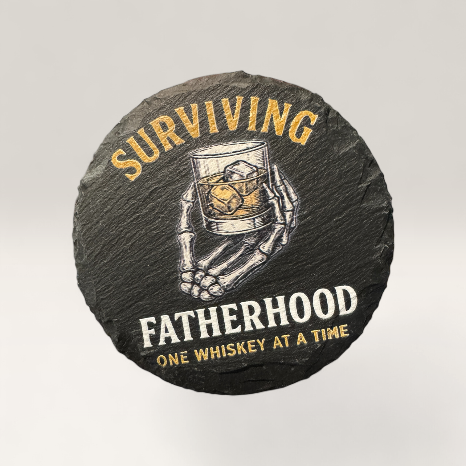 Surviving Fatherhood Slate Coaster - Premium barware from Pat's Monograms - Just $6.50! Shop now at Pat's Monograms
