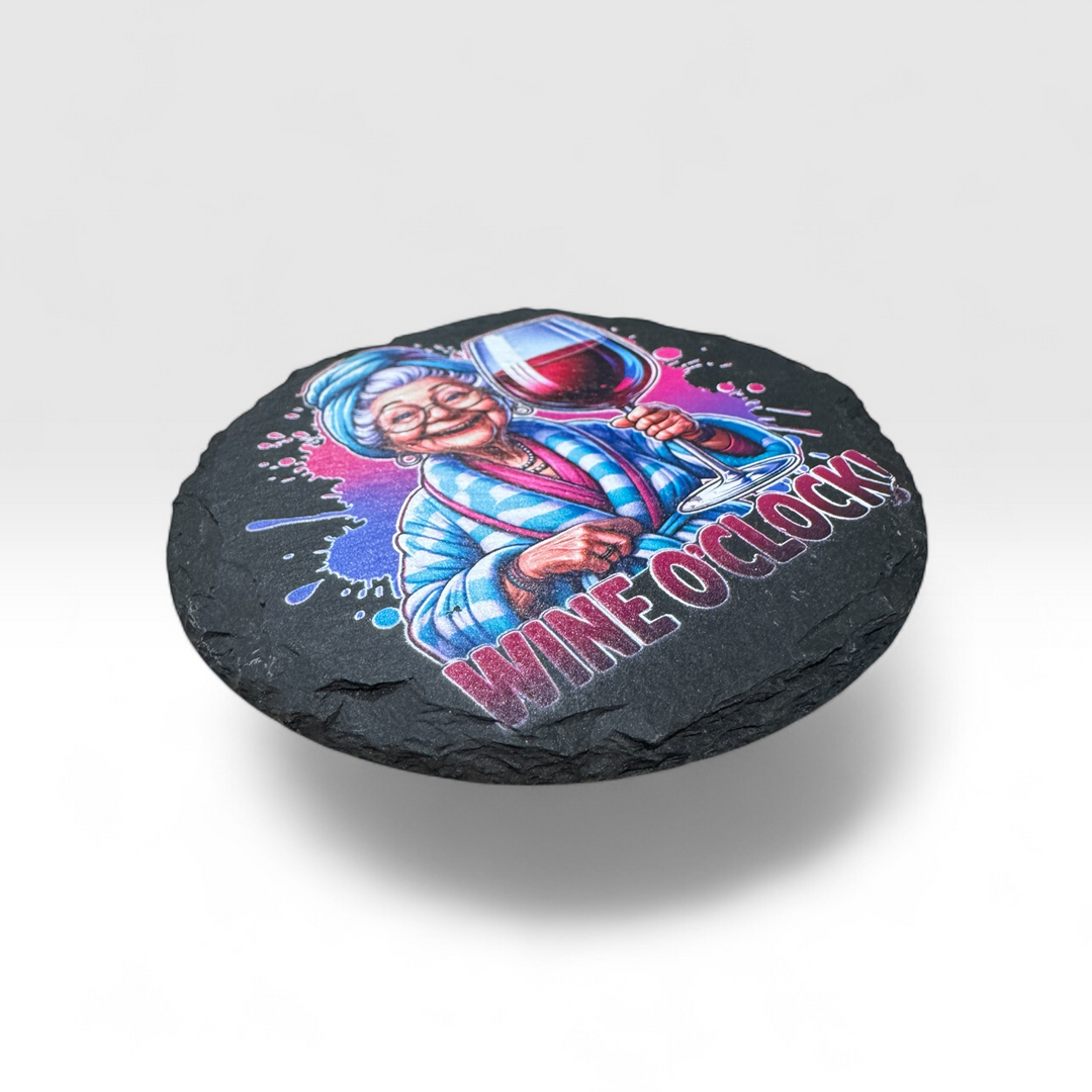 Wine O'Clock Slate Coaster - Premium barware from Pat's Monograms - Just $6.50! Shop now at Pat's Monograms