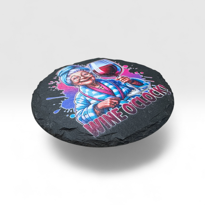 Wine O'Clock Slate Coaster - Premium barware from Pat's Monograms - Just $6.50! Shop now at Pat's Monograms