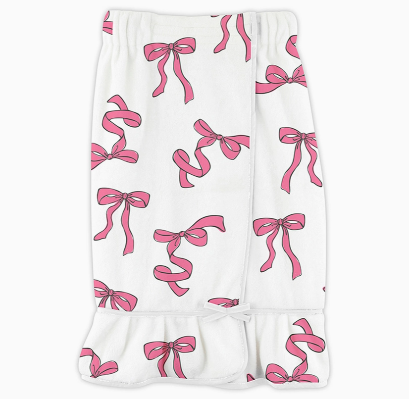 Spa Wrap - Pink Bows - Premium Bath Wrap from Bella Sleep + Spa - Just $45.95! Shop now at Pat's Monograms