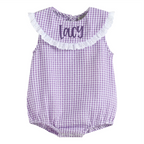 Classic Purple Gingham Collared Baby Bubble Romper - Premium Baby & Toddler Outfits from Lil Cactus - Just $29.95! Shop now at Pat's Monograms