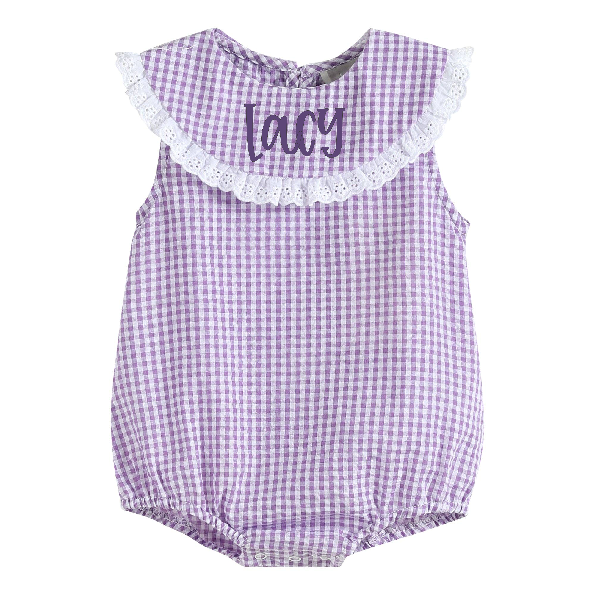 Classic Purple Gingham Collared Baby Bubble Romper - Premium Baby & Toddler Outfits from Lil Cactus - Just $29.95! Shop now at Pat's Monograms