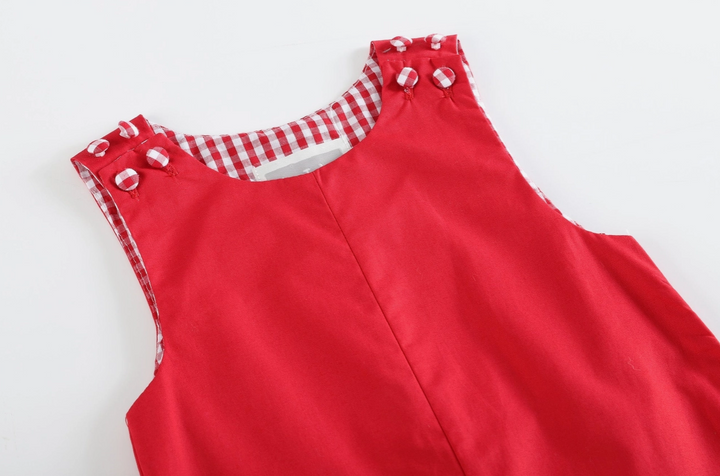 Red Gingham Trim Overalls - Premium  from Lil Cactus - Just $34.95! Shop now at Pat's Monograms