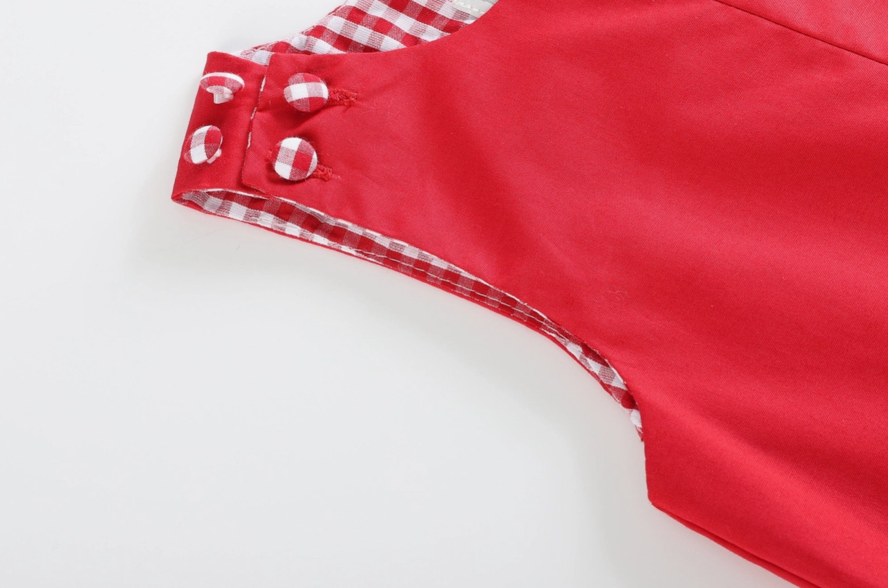 Red Gingham Trim Overalls - Premium  from Lil Cactus - Just $34.95! Shop now at Pat's Monograms