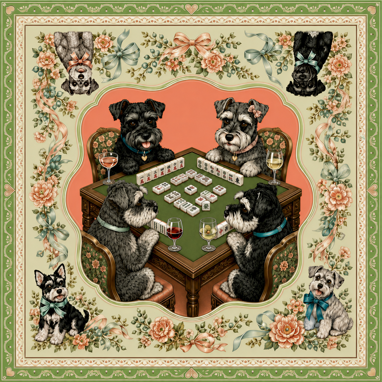 Schnauzer Society — Miniature Schnauzer Mahjong Mat | Paws & Tiles Collection - PREORDER - Premium Mahjong from Told in Tiles - Just $80! Shop now at Pat's Monograms