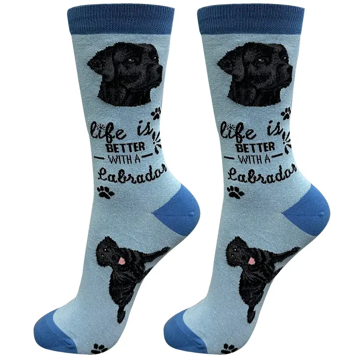 Black Lab- blue sock - Life is Better Socks - Premium Socks from Sock Daddy - Just $10.95! Shop now at Pat's Monograms