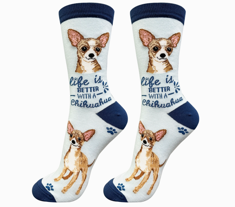 Chihuahua Fawn - Life is Better Socks - Premium Socks from Sock Daddy - Just $10.95! Shop now at Pat's Monograms