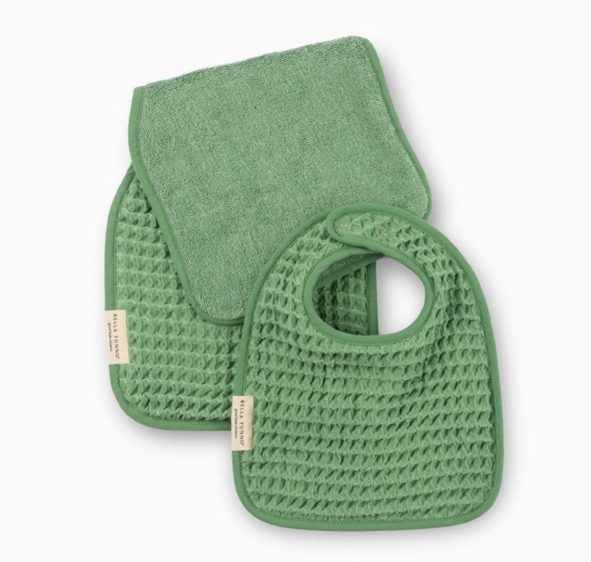 Bib + Burp Reversible Waffle Set - Sea Foam - Premium Just for baby from Bella Tunno - Just $29.95! Shop now at Pat's Monograms