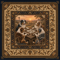 Sundown at The Table — Australian Shepherd Mahjong Mat | Paws & Tiles Collection - PREORDER - Premium Mahjong from Told in Tiles - Just $80! Shop now at Pat's Monograms