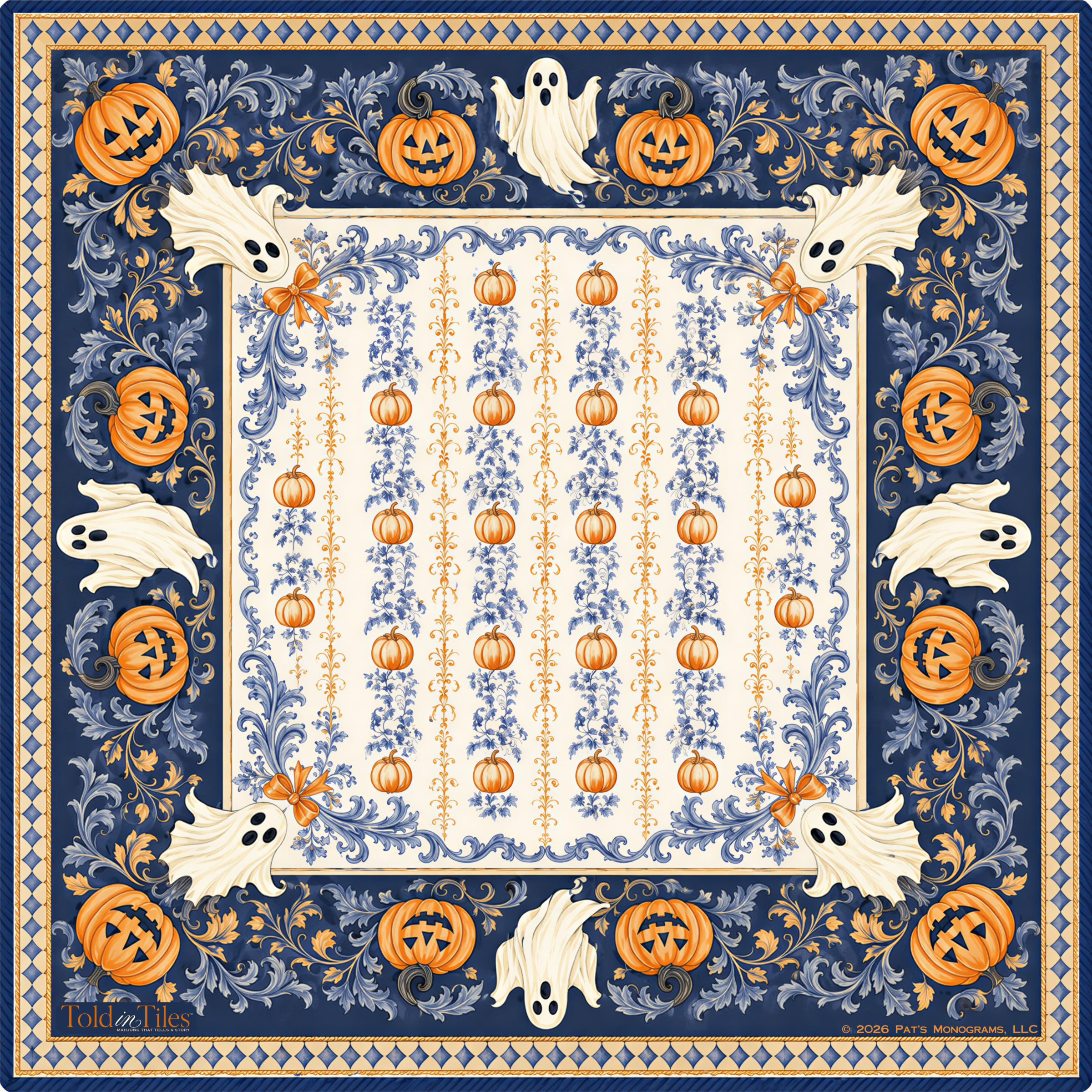 Trick or Tiles Halloween Mahjong Mat | Seasonal | Told in Tiles - PREORDER - Premium Mahjong from Told in Tiles - Just $80! Shop now at Pat's Monograms