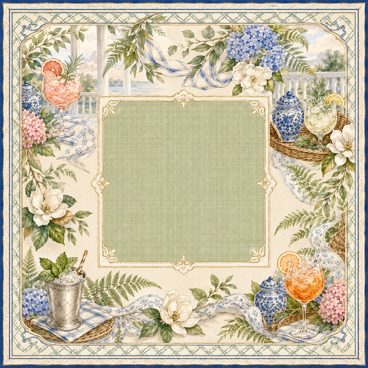 The Veranda — Cocktail Garden Mahjong Mat - PREORDER - Premium Mahjong from Told in Tiles - Just $80! Shop now at Pat's Monograms