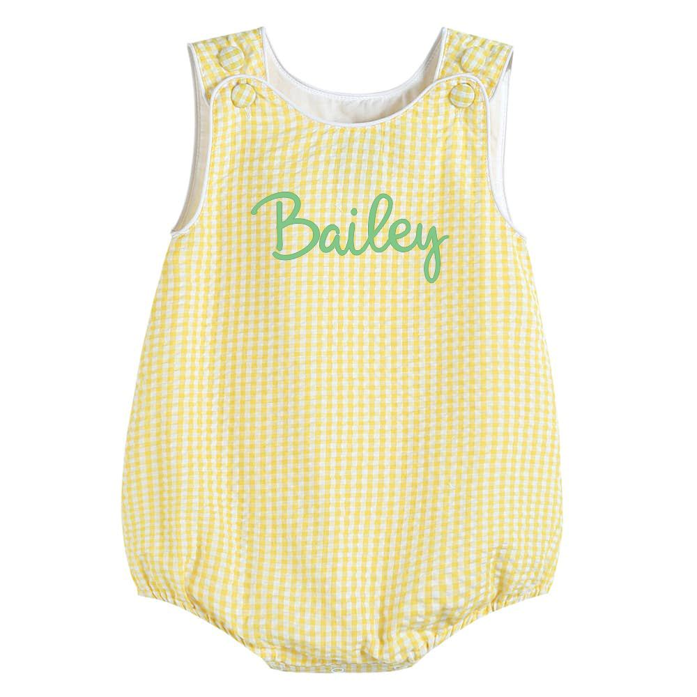 Classic Yellow Gingham Baby Bubble Romper - Premium Baby & Toddler Outfits from Lil Cactus - Just $29.95! Shop now at Pat's Monograms