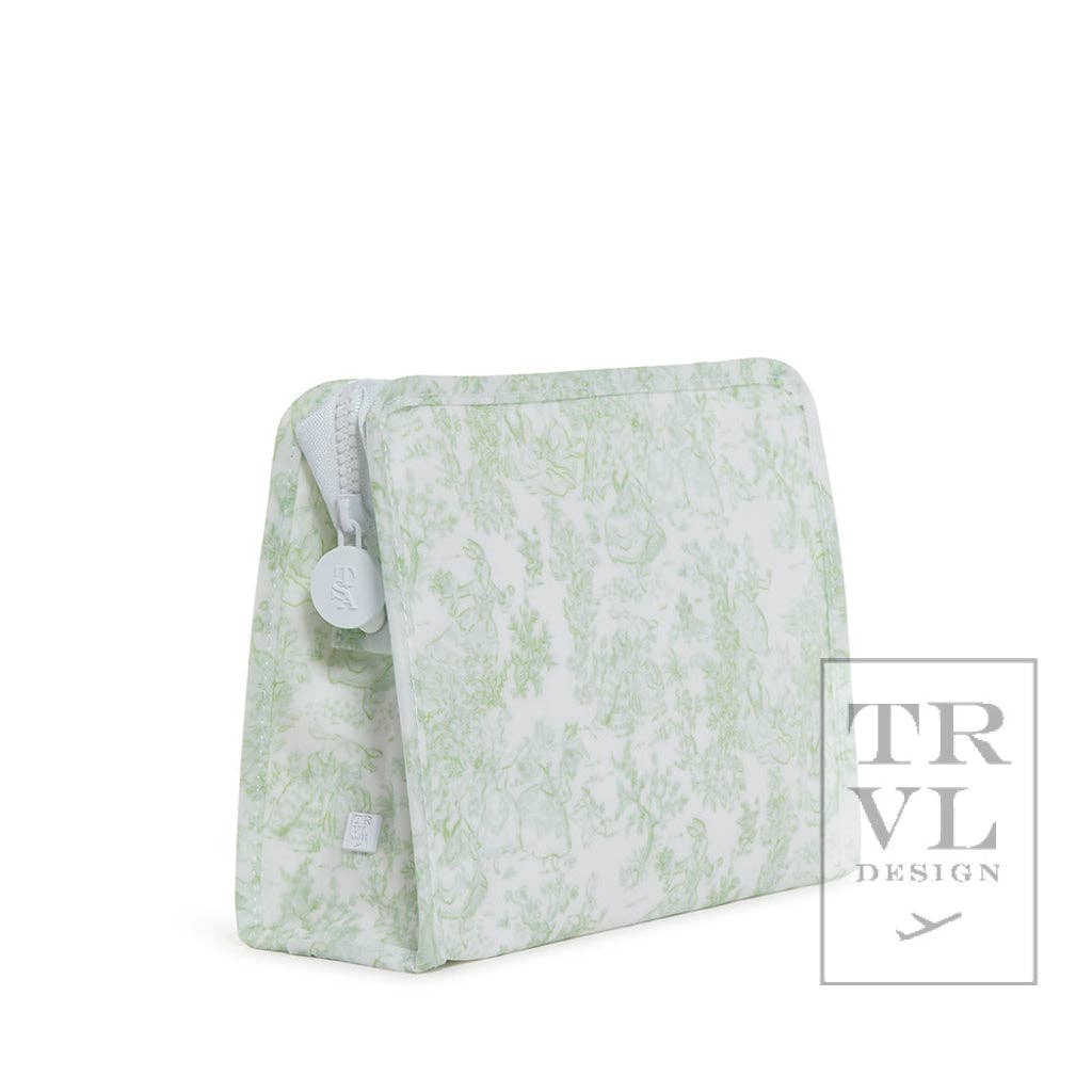 Roadie Medium - Bunny Toile Green Zip Pouch - Premium travel bag from TRVL Design - Just $29.95! Shop now at Pat's Monograms