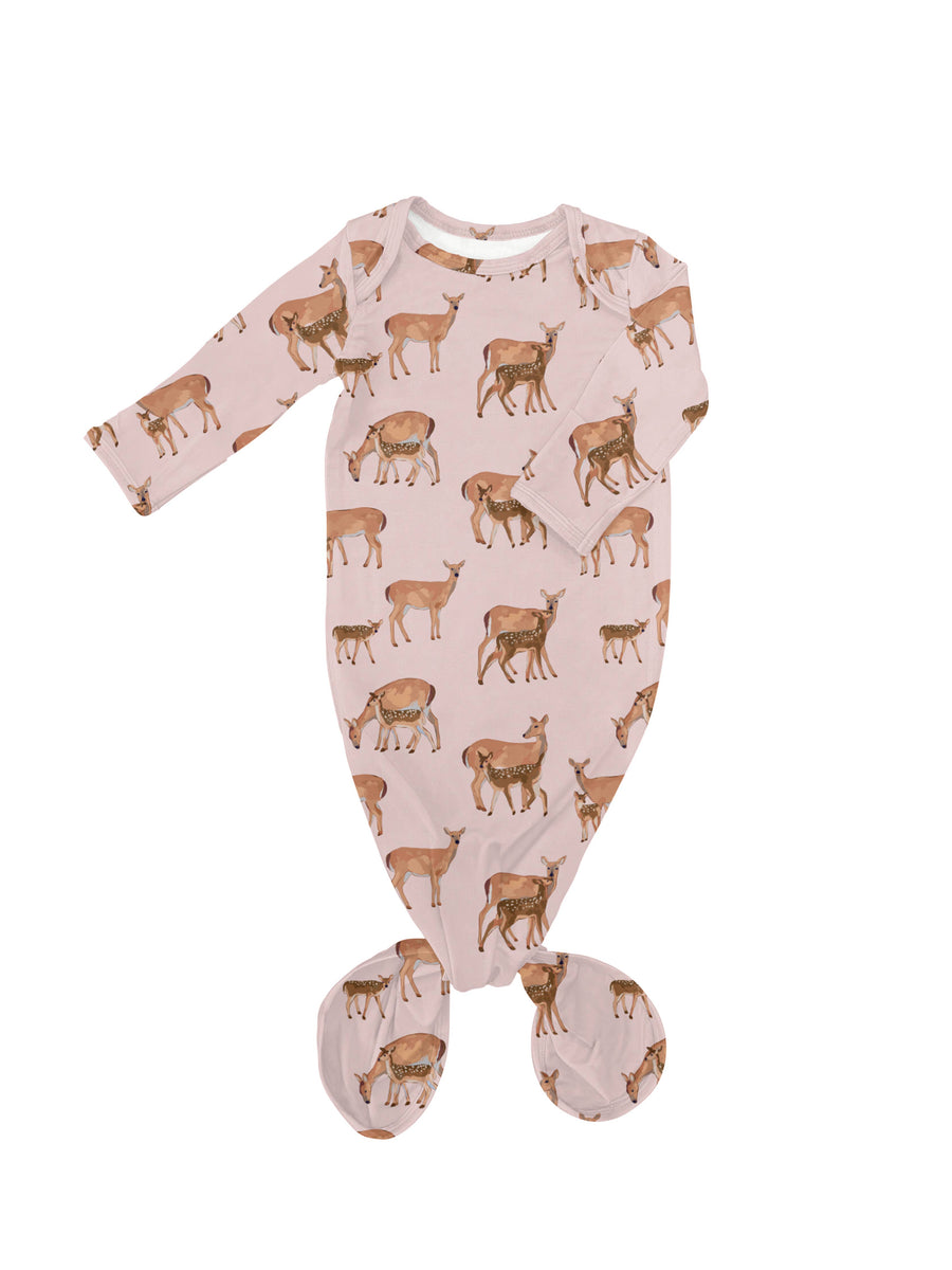 Does & Fawns - Knotted Infant Gown - Premium Baby Sleepwear from Goosies - Just $29.95! Shop now at Pat's Monograms
