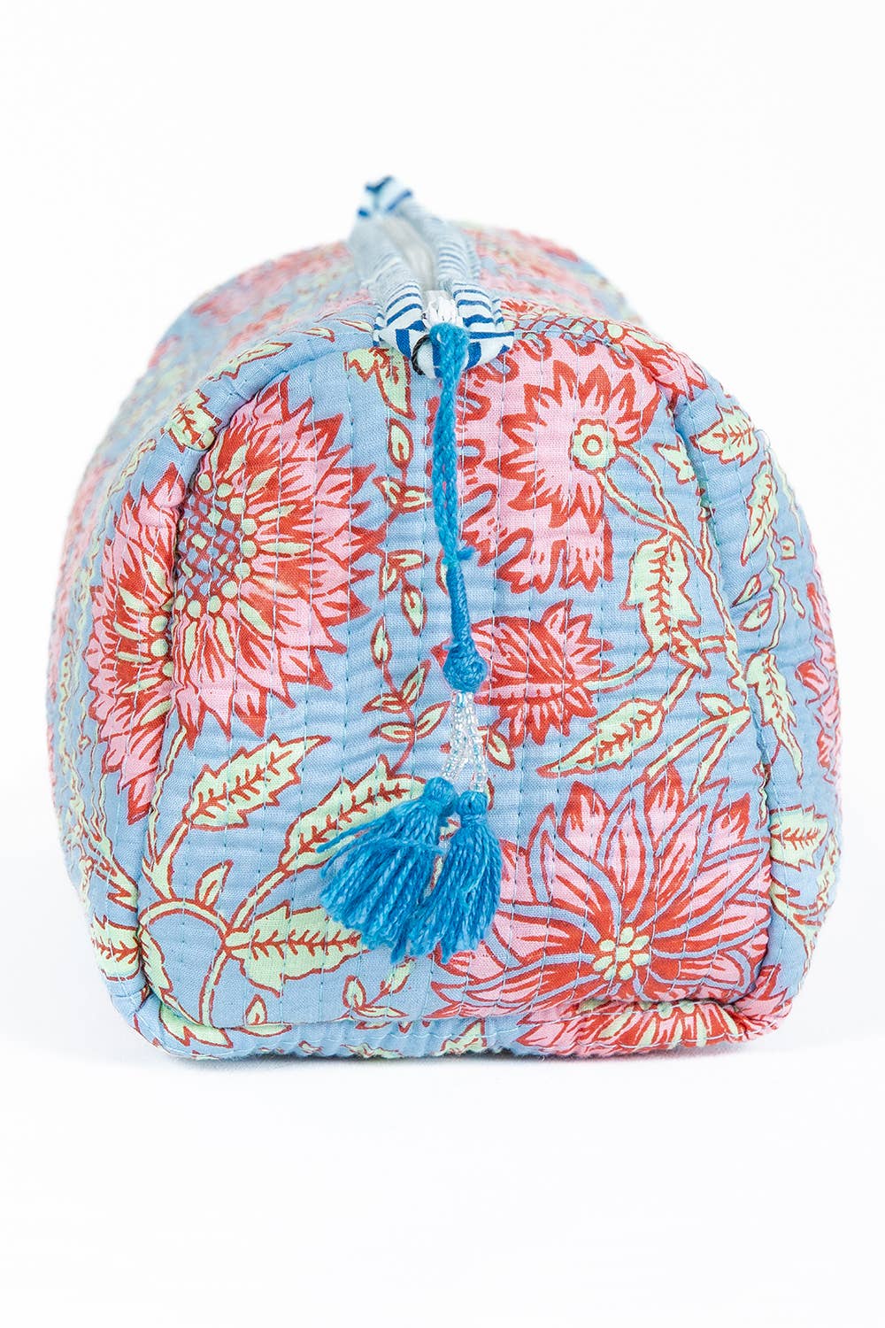 Light Blue w/  Floral print Quilted Cotton Toiletry Bag Set - Premium toiletry bags from LA Soul - Just $42.95! Shop now at Pat's Monograms