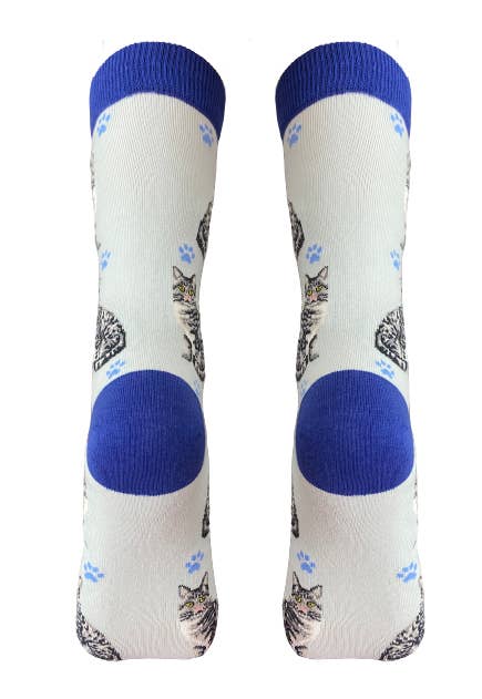 Silver Tabby Cat Full Body Socks - Premium Socks from Sock Daddy - Just $10.95! Shop now at Pat's Monograms