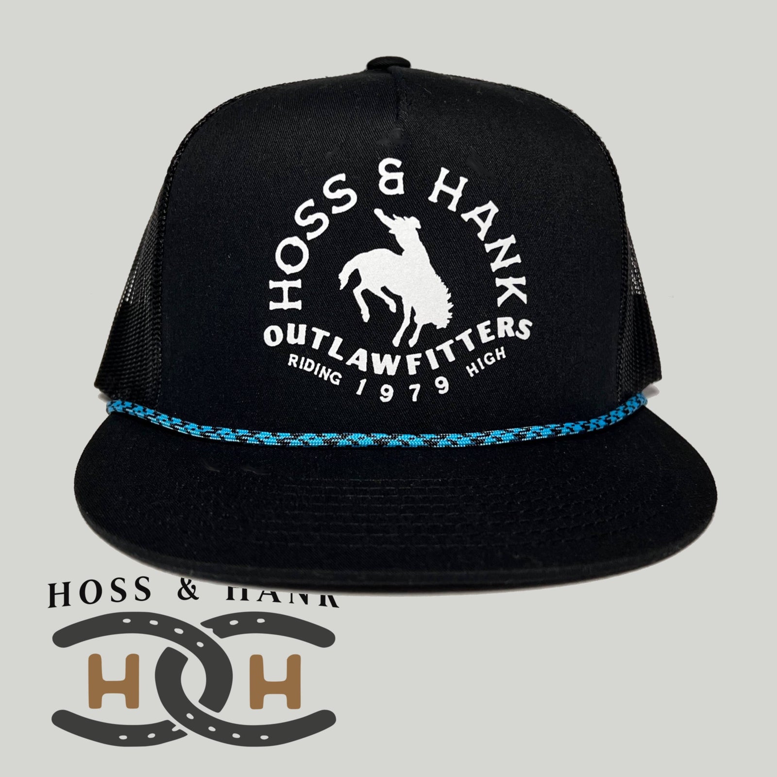 Ridin’ High Bronc black with rope - Premium Headwear from Ridge&Holler - Just $32.95! Shop now at Pat's Monograms