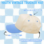 Kids Two Tone Vintage Cap - Light Blue/Beige - Premium Trucker Cap from Funky Junque - Just $15.95! Shop now at Pat's Monograms