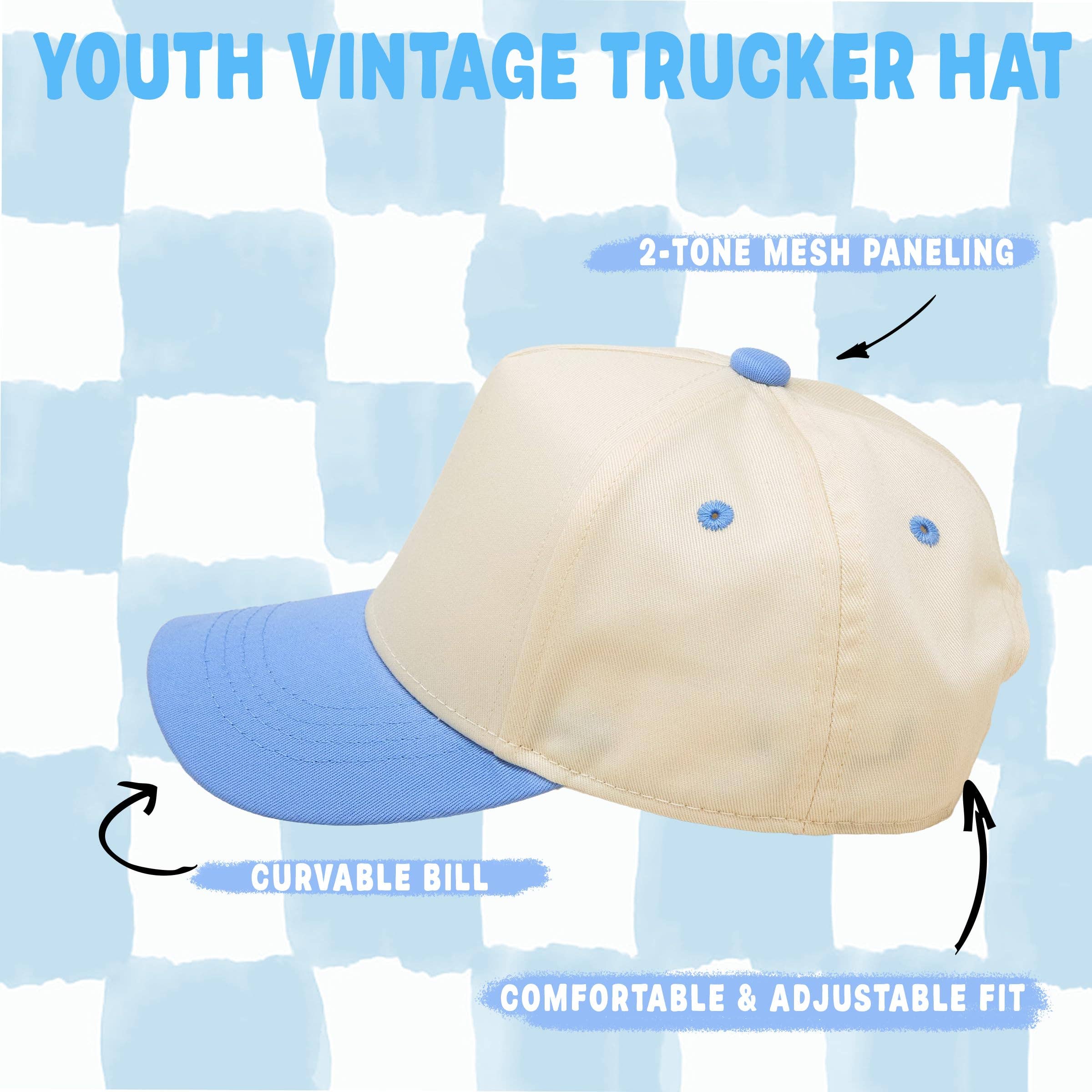 Kids Two Tone Vintage Cap - Light Blue/Beige - Premium Trucker Cap from Funky Junque - Just $15.95! Shop now at Pat's Monograms