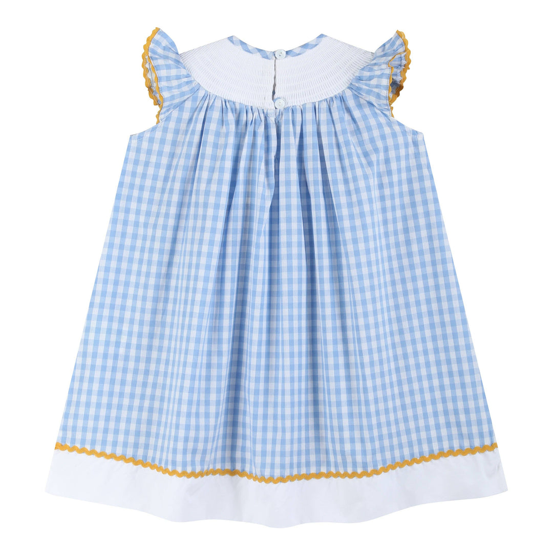 Blue Gingham Sunflower Smocked Bishop Dress - Premium Baby & Toddler Dresses from Lil Cactus - Just $42.95! Shop now at Pat's Monograms