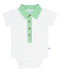 Baby Boys White Short Sleeve Placket Detail Knit Bodysuit - Premium Baby & Toddler Outfits from RuffleButts + RuggedButts - Just $26.95! Shop now at Pat's Monograms