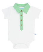 Baby Boys White Short Sleeve Placket Detail Knit Bodysuit - Premium Baby & Toddler Outfits from RuffleButts + RuggedButts - Just $26.95! Shop now at Pat's Monograms