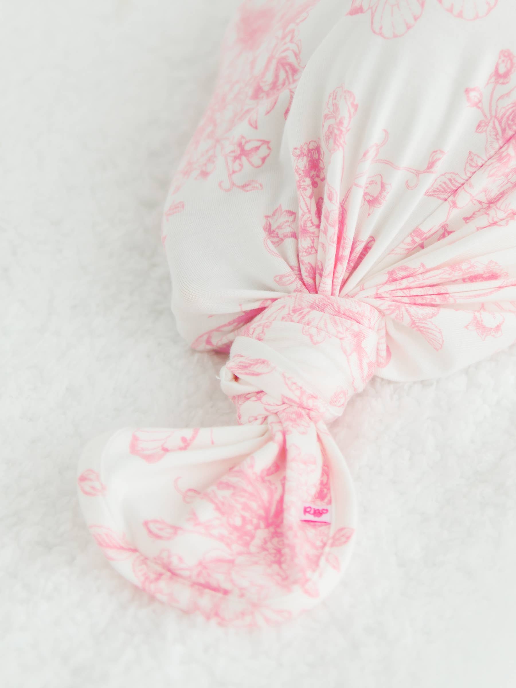 SoftSnooze™ Baby Girls Bamboo Viscose Pink Butterfly Garden Toile Ruffle Knotted Sleep Gown & Bow Hat Set - Premium Baby Sleepwear from RuffleButts + RuggedButts - Just $42.95! Shop now at Pat's Monograms