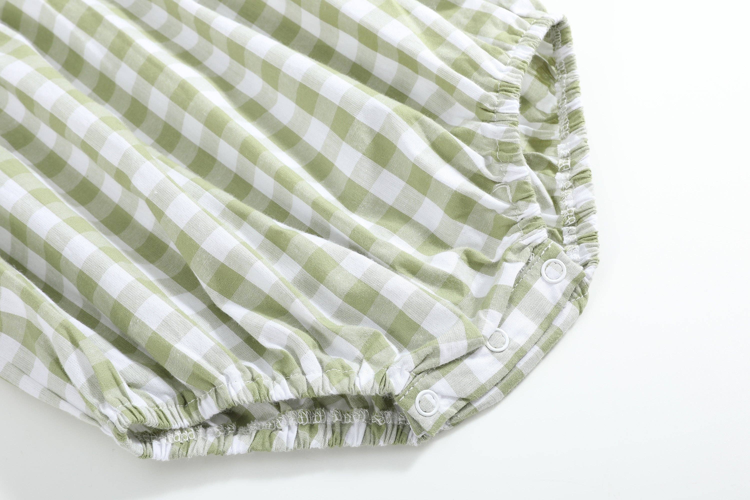 Sage Green Gingham Pumpkin Smocked Romper - Premium  from Lil Cactus - Just $36! Shop now at Pat's Monograms