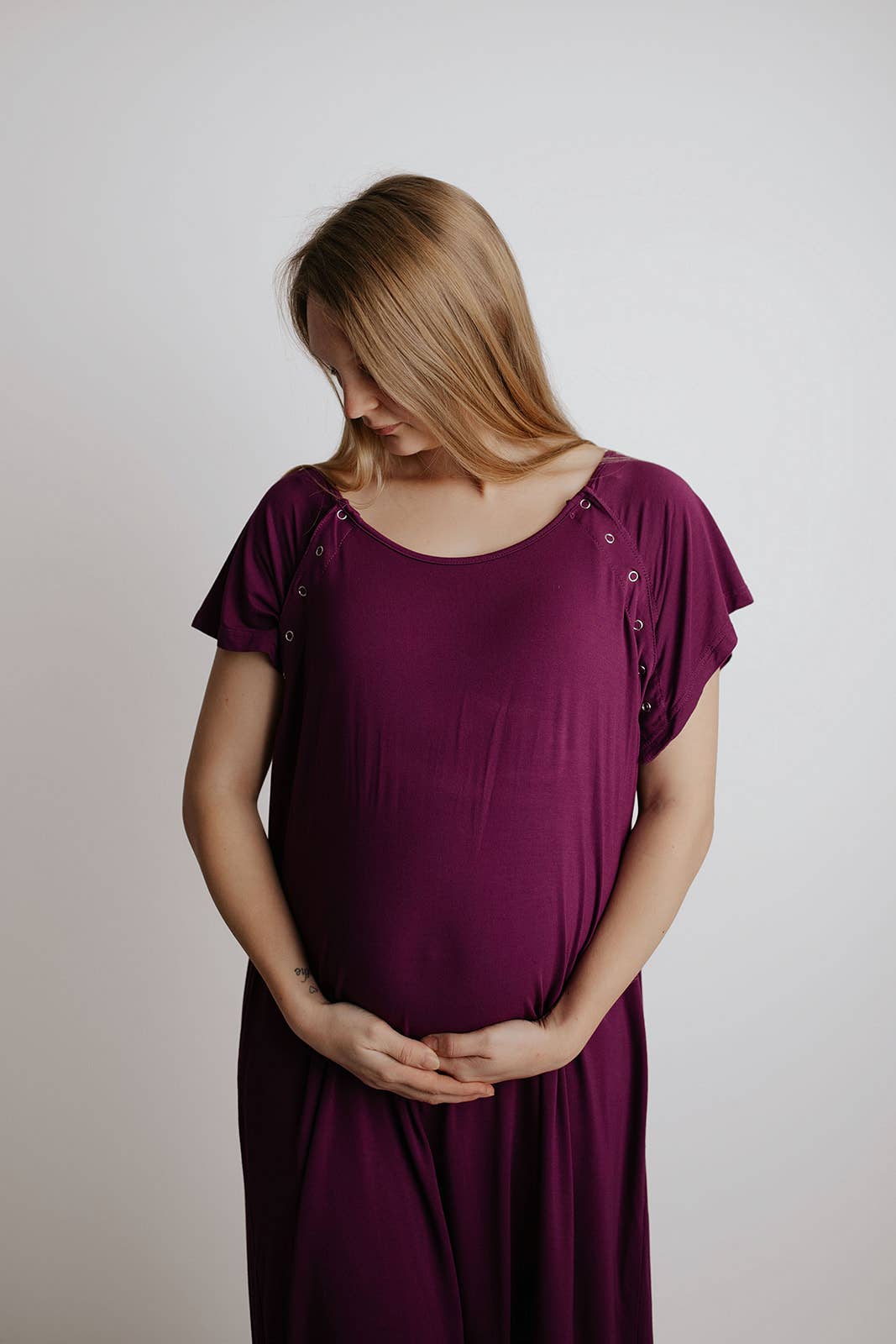 Plum Purple Maternity Labor and Delivery/ Nursing Gown - Premium nursing & Feeding from Three Little Tots - Just $36.95! Shop now at Pat's Monograms
