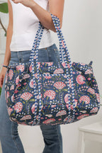 Floral Quilted Cotton Duffle Bag - Evening Garden - Premium duffle bags from LA Soul - Just $42.95! Shop now at Pat's Monograms