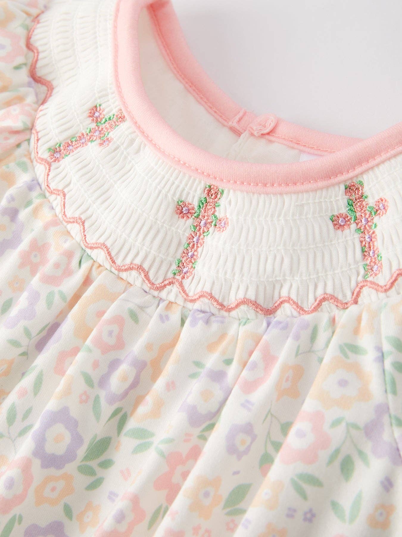 Spring Summer Cross Smocking Embroidery Colorful Romper - Premium Baby & Toddler Outfits from Rylee Faith Designs - Just $24.95! Shop now at Pat's Monograms