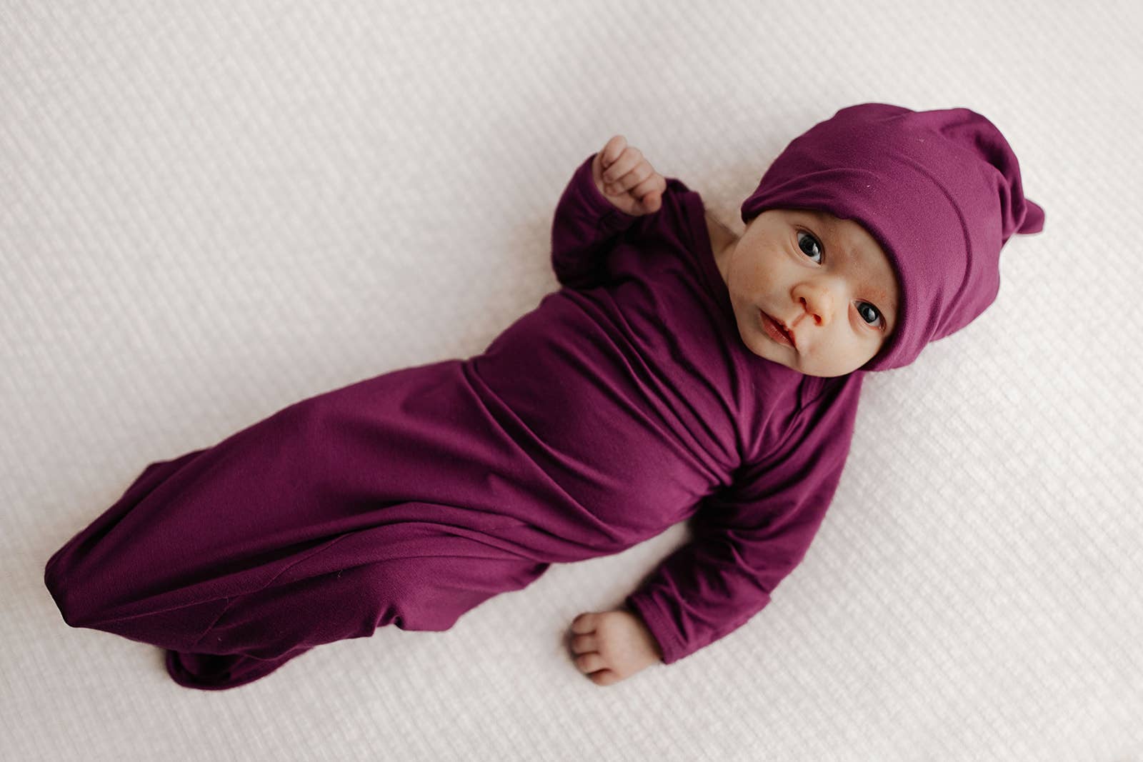 Knotted Newborn Baby Gown Plum Purple - Premium baby and Toddler Outfits from Three Little Tots - Just $26.95! Shop now at Pat's Monograms