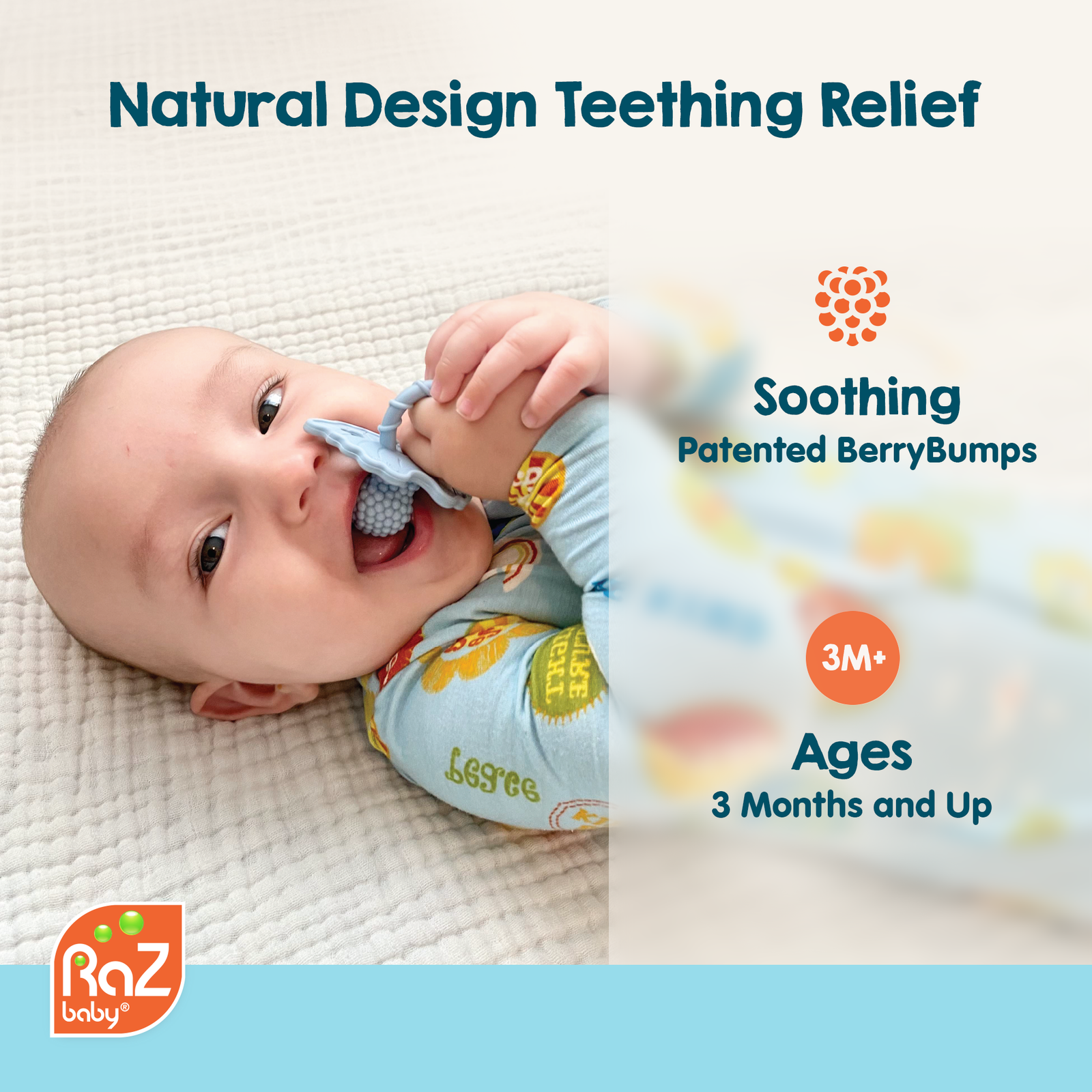 RaZberry Silicone Teether - Blue Moon - Premium Baby Soothers from RaZbaby - Just $5.95! Shop now at Pat's Monograms
